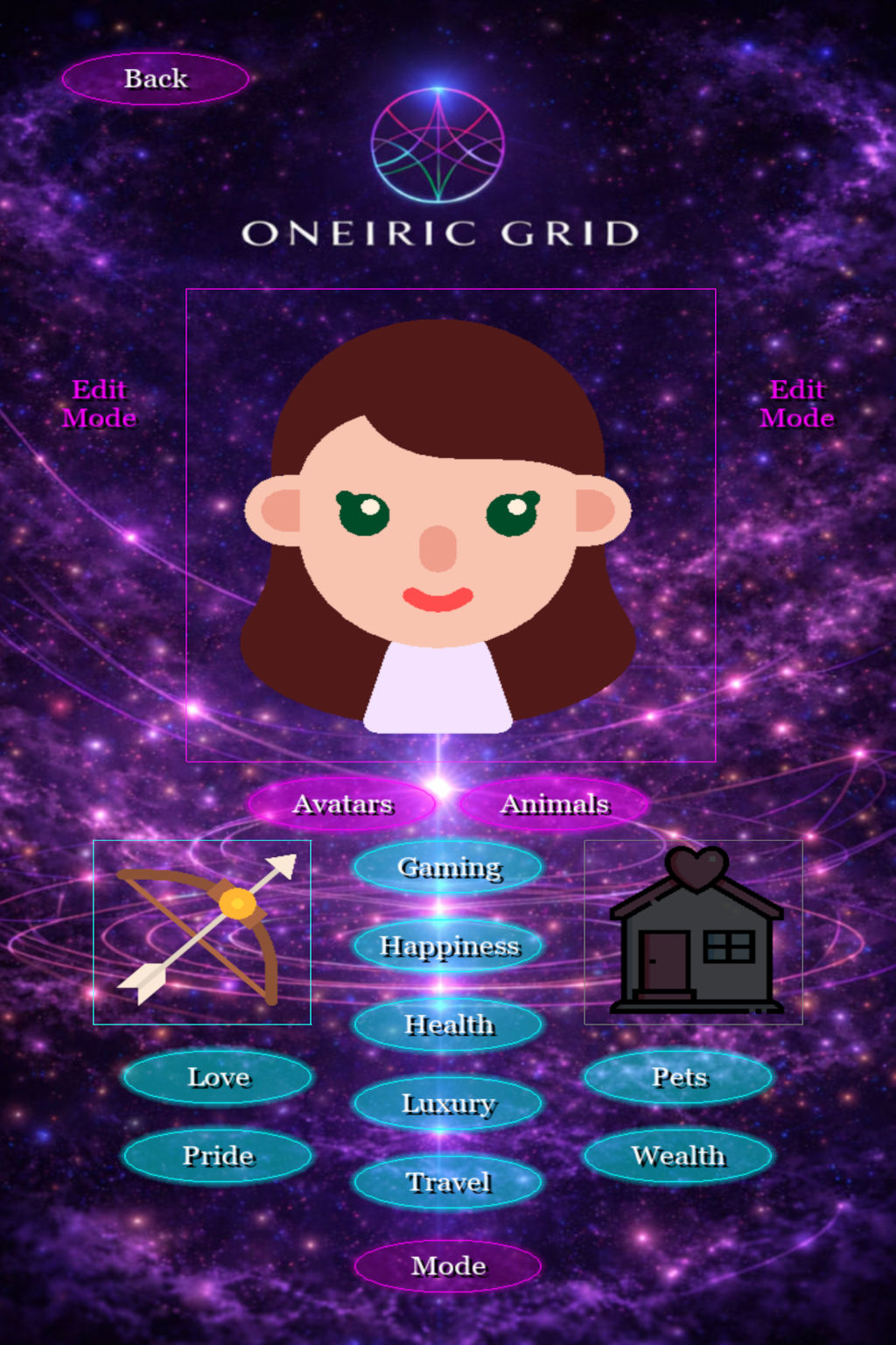 Oneiric Grid meditation screen